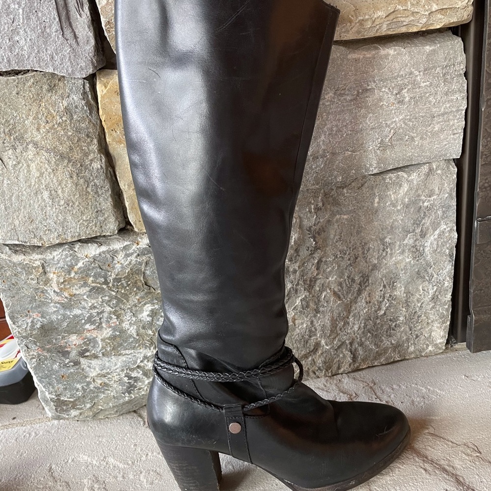 Black UGG tall heeled boots
